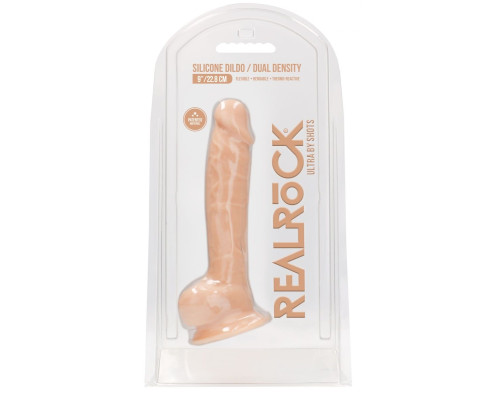 Телесный фаллоимитатор Silicone Dildo With Balls - 22,8 см.