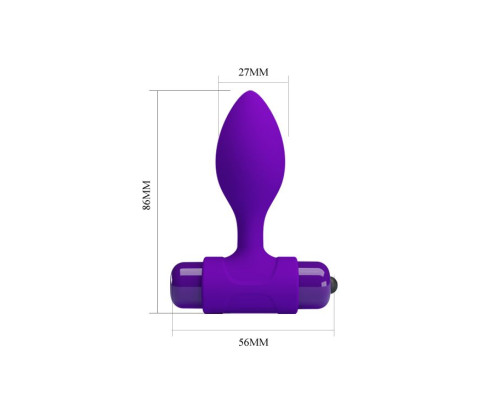 Фиолетовая анальная пробка с мощной вибрацией Vibra - 8,6 см.