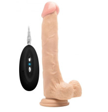 Телесный вибратор-реалистик Vibrating Realistic Cock 10  With Scrotum - 27 см.