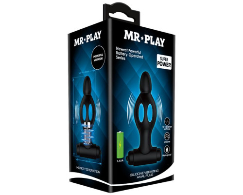 Черная анальная вибропробка Mr.Play - 11,8 см.