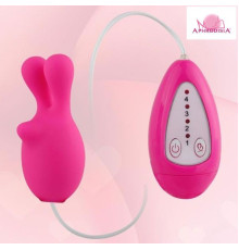 Розовый клиторальный вибростимулятор с выносным пультом Bunny Teaser