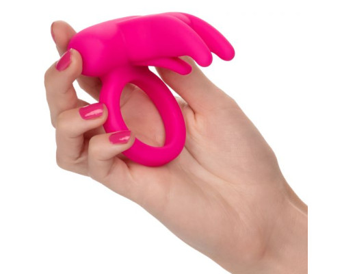 Розовое перезаряжаемое кольцо Silicone Rechargeable Triple Clit Flicker