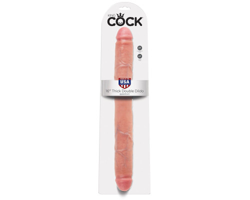 Телесный двусторонний фаллоимитатор 16  Thick Double Dildo - 40,6 см.