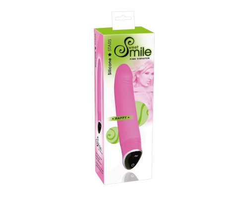 Розовый вибратор Smile Happy - 22 см.