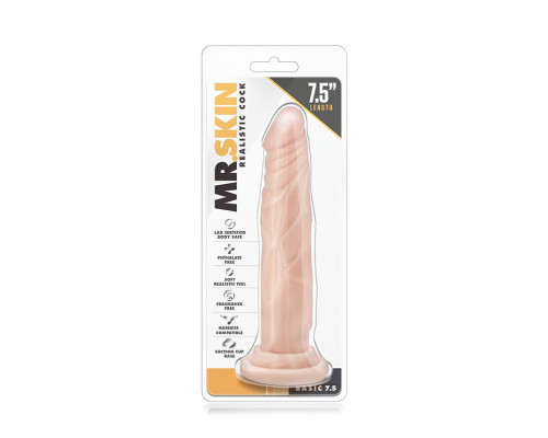 Телесный фаллоимитатор без мошонки с присоской Dr. Skin Realistic Cock Basic 7.5 - 19 см.