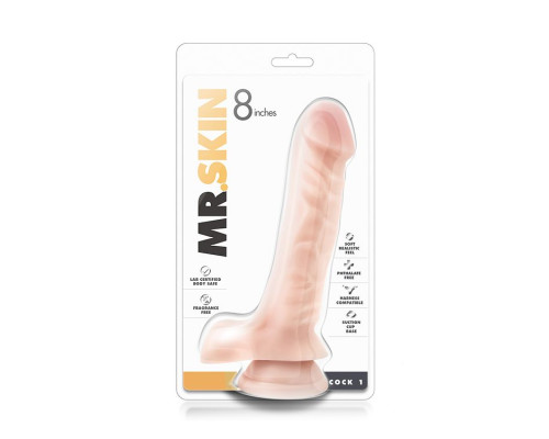 Телесный фаллоимитатор с мошонкой Dr. Skin 9 Inches Cock 1 - 22,86 см.