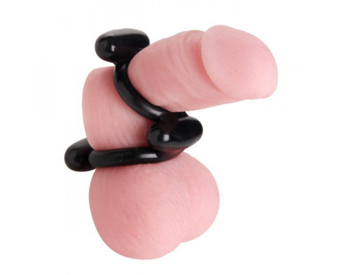 Двойное эрекционное кольцо Dual Stretch To Fit Cock and Ball Ring