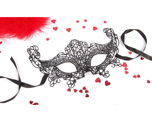 Черная ажурная текстильная маска  Амели