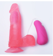 Розовый гелевый вибратор на присоске - 16,5 см.