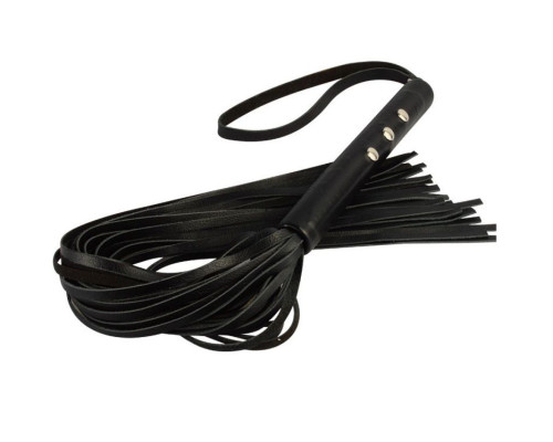 Черная кожаная плеть  Домино  - 56 см.