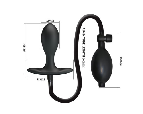 Черная анальная пробка с расширением - 9,1 см.
