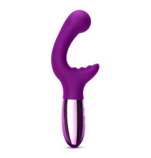 Фиолетовый вибромассажер с двумя моторами Le Wand XO - 19 см.