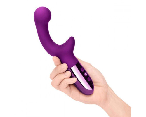 Фиолетовый вибромассажер с двумя моторами Le Wand XO - 19 см.