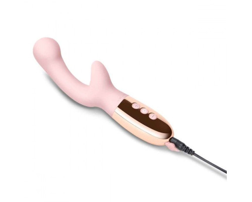 Розовый вибромассажер с двумя моторами Le Wand XO - 19 см.