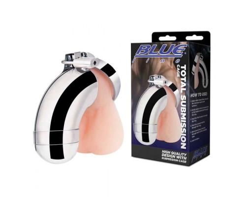 Серебристая сплошная клетка для фаллоса Total Submission Cage