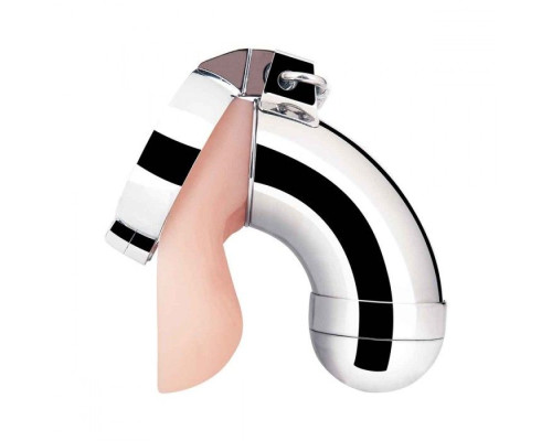 Серебристая сплошная клетка для фаллоса Total Submission Cage