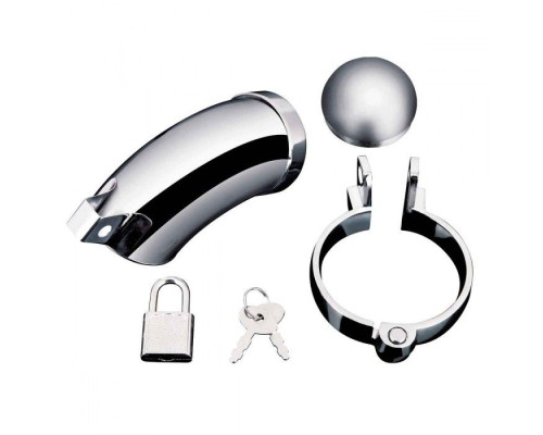 Серебристая сплошная клетка для фаллоса Total Submission Cage