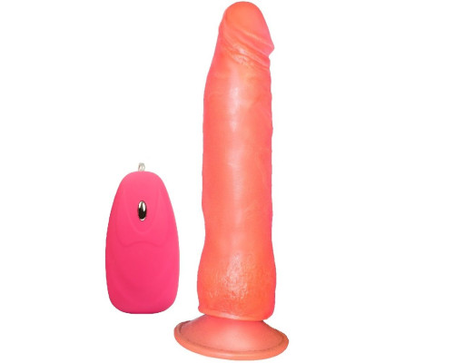 Розовый вибромассажёр-реалистик на присоске - 17,5 см.