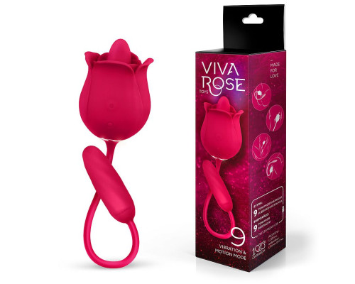 Малиновый двойной вибростимулятор с язычком