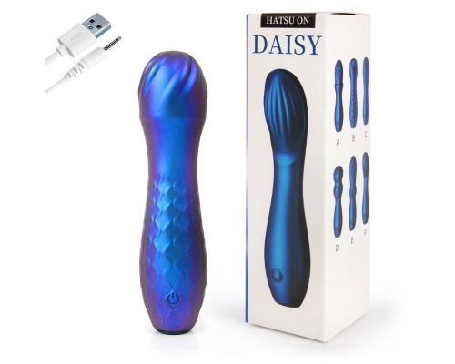 Синий вибромассажер с шаровидной головкой - 14 см.