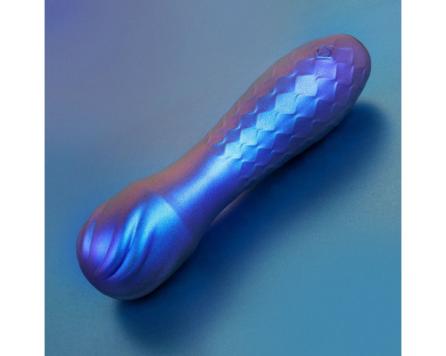 Синий вибромассажер с шаровидной головкой - 14 см.