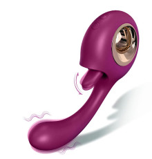 Фиолетовый вибромассажер Woo с язычком - 17,3 см.