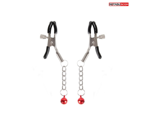 Серебристые зажимы на соски с шариками на цепочках