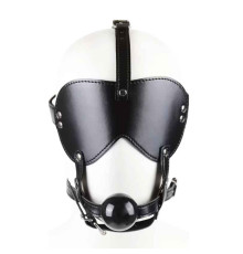 Черная маска-шоры с регулируемыми ремешками и кляпом-шариком