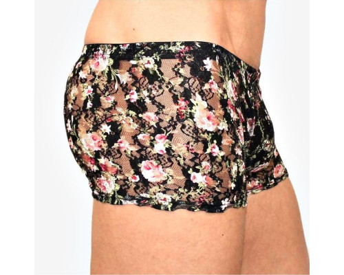 Мужские трусы-боксеры в сеточку с цветочным узором