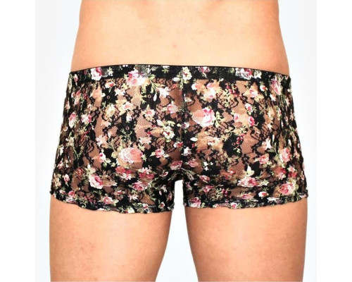 Мужские трусы-боксеры в сеточку с цветочным узором
