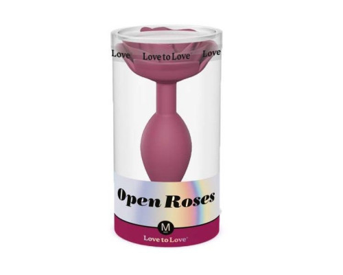 Сливовая анальная пробка с ограничителем-розой Open Rose Size M Butt Plug
