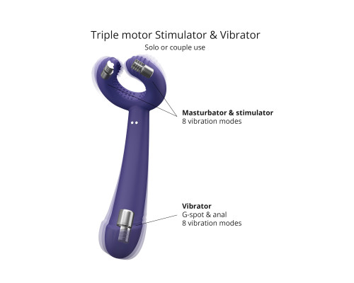 Темно-синий вибратор для пар Please Me Multi Vibrator
