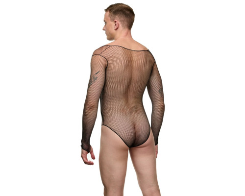 Мужское боди-сетка с длинным рукавом