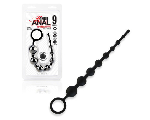 Черные силиконовые анальные бусы Silicone Anal Beads - 30 см.