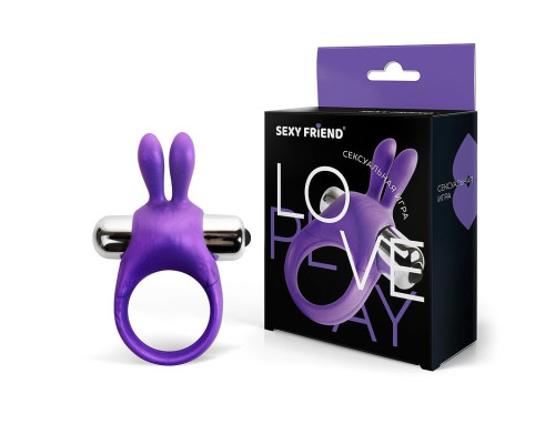 Фиолетовое эрекционное виброкольцо с ушками