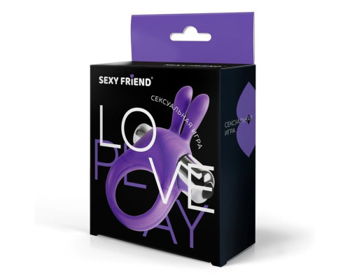 Фиолетовое эрекционное виброкольцо с ушками