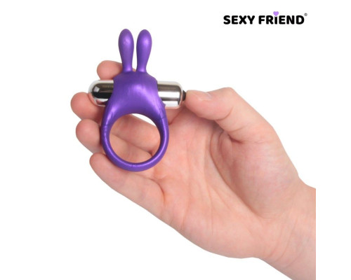 Фиолетовое эрекционное виброкольцо с ушками