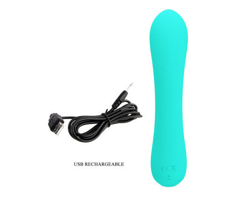 Бирюзовый изогнутый вибратор Matt - 19 см.