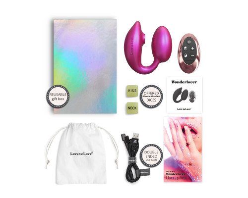 Малиновый вибратор для пар Wonderlover