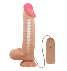 Телесный вибратор с подвижной кожей - 24 см.