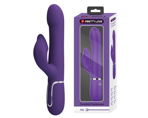 Фиолетовый вибратор-кролик Falin с вращением бусин - 22,7 см.