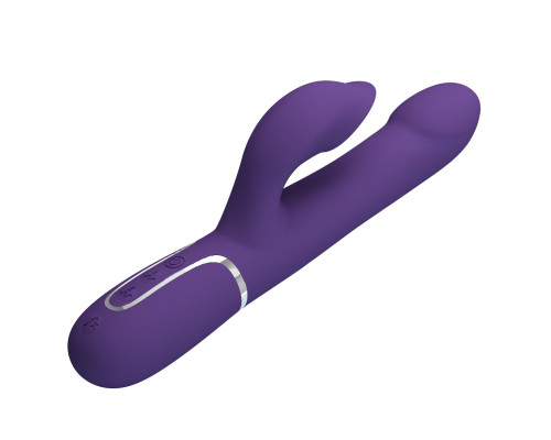 Фиолетовый вибратор-кролик Falin с вращением бусин - 22,7 см.