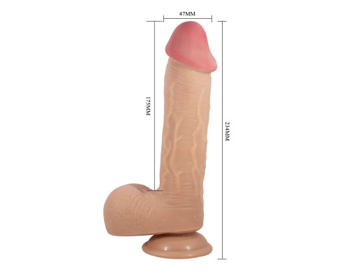 Телесный фаллоимитатор с эффектом скользящей кожи - 23,4 см.