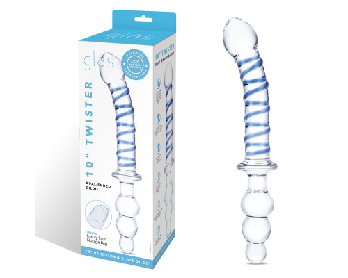 Двухсторонний стеклянный фаллоимитатор Twister - 24 см.