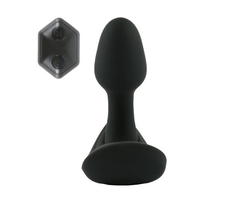 Черная вибропробка с функцией расширения и пультом ДУ Himeros