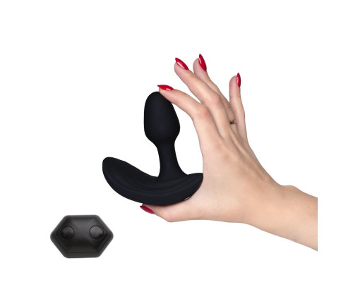 Черная вибропробка с функцией расширения и пультом ДУ Himeros