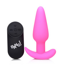 Розовая анальная вибропробка с пультом ДУ 21X Remote Control Vibrating Silicone Butt Plug - 10,4 см.