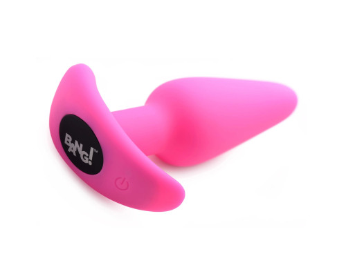 Розовая анальная вибропробка с пультом ДУ 21X Remote Control Vibrating Silicone Butt Plug - 10,4 см.