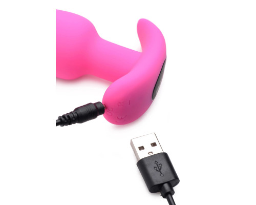 Розовая анальная вибропробка с пультом ДУ 21X Remote Control Vibrating Silicone Butt Plug - 10,4 см.