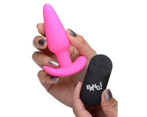 Розовая анальная вибропробка с пультом ДУ 21X Remote Control Vibrating Silicone Butt Plug - 10,4 см.